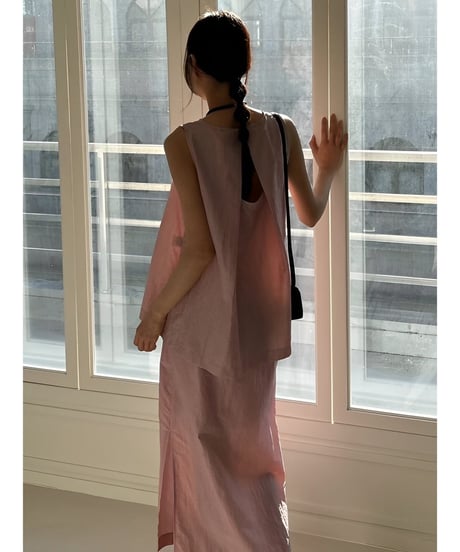 back design top slit skirt set up /3color　FL2449