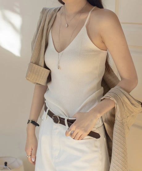 back cross strap rib camisole /4color　FL3326