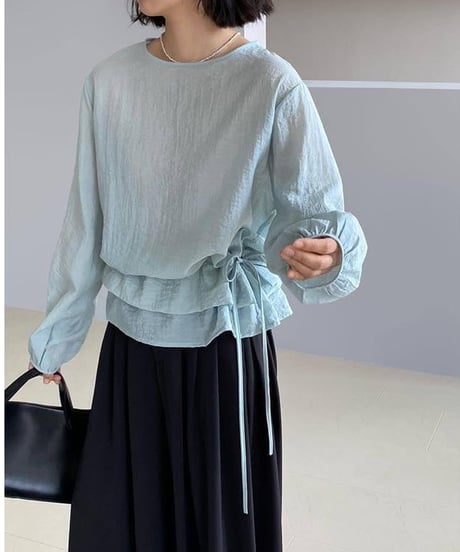 drawstring lace-up blouse /3color　FL3367