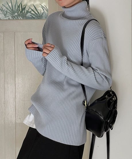 turtleneck ribbed knit /4color　FL3061