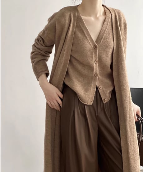 knit vest & cardigan ensemble /5color　FL3070