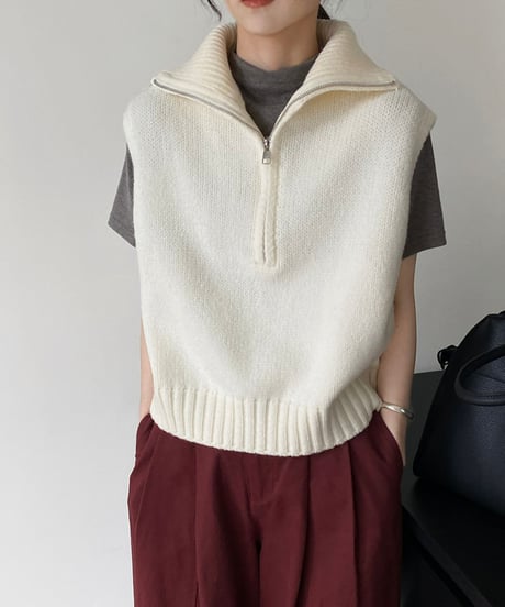 half-zip knit vest /2color　FL2849