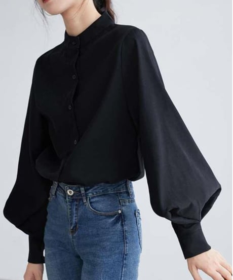 balloon sleeve stand collar shirt /4color　FL3331