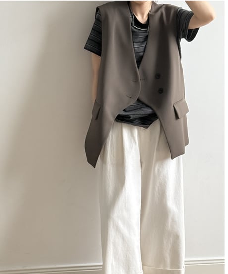 front button double vest /2color　FL3342