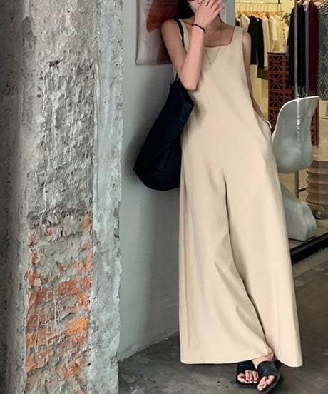 asymmetrical shoulder overalls　FL2432