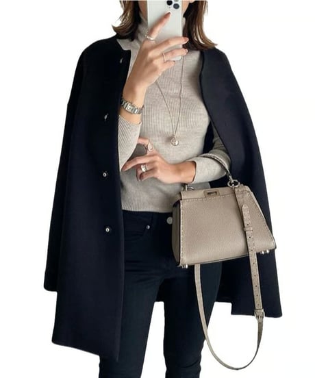 elegant no-collar mid coat　FL3515