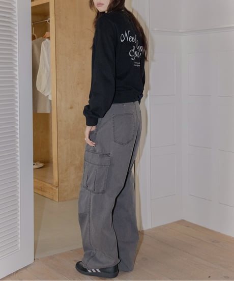 drop shoulder letter print sweat tops /4color　FL3254