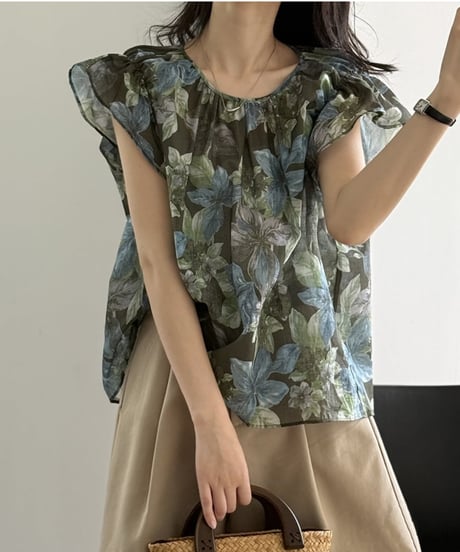 ruffle sleeve floral blouse　FL3410