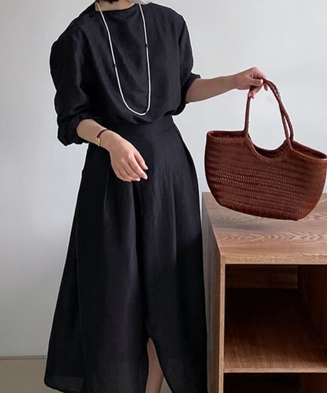 round neck blouse & slit skirt setup　FL2437