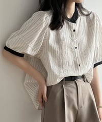 contrast collar striped shirt　FL2176