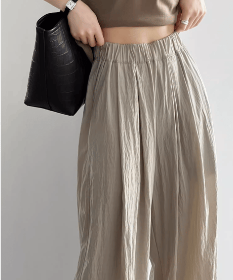 pleated thin wide leg pants /4color　FL3350