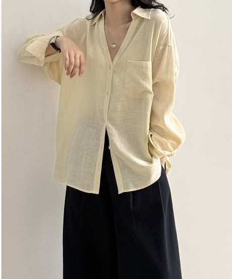 collared v-neck shirt /4color　FL3338