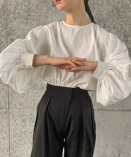 back button lantern sleeve tops /4color　FL3330