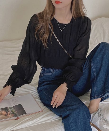 round neck loose chiffon blouse　FL2667