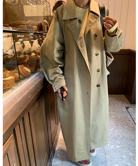 back button long trench coat　FL2553