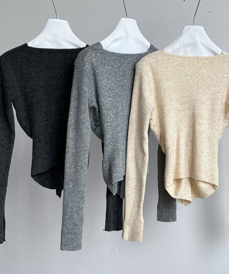 v-neck knit top and skirt set up /3color　FL2809