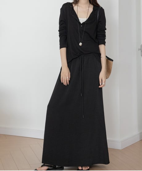 drawstring long skirt/2color　FL3300
