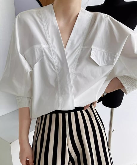 v-neck bat sleeve shirt /3color　FL2715