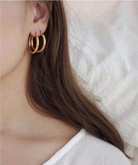 silver＆gold hoop earrings /2color　FL2125