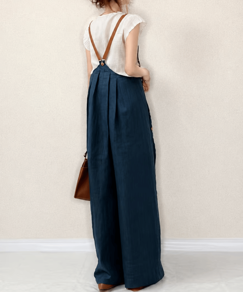 button-front wide-leg overalls /3color FL3608 |