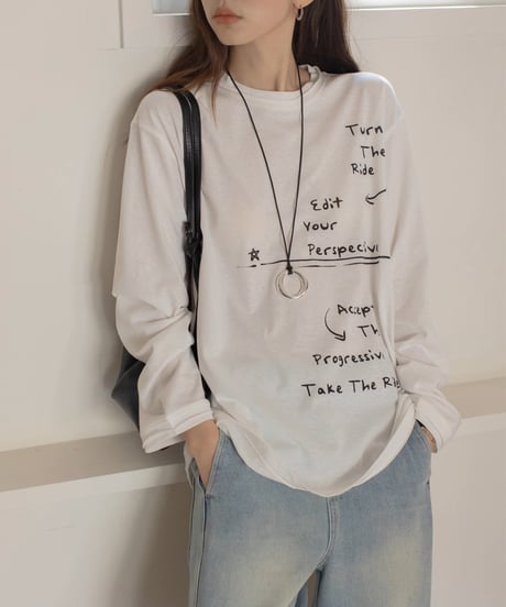 letter print long sleeve t-shirt　FL3325