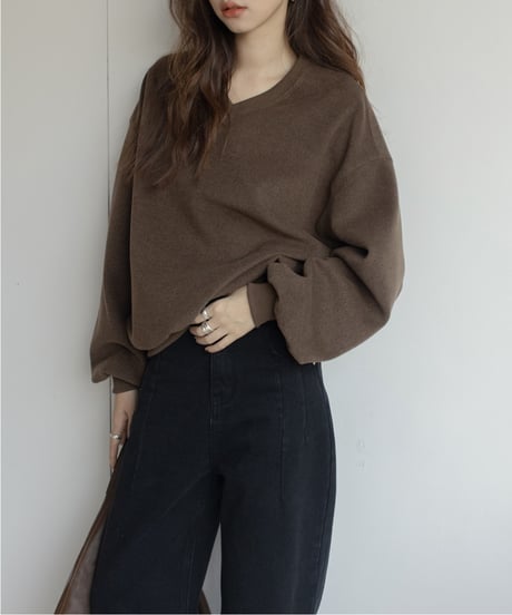 lantern sleeve v-neck pullover knit /2color　FL3178