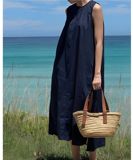 back tuck design sleeveless flare dress　FL3398