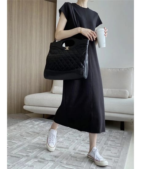 center seam back slit dress /2color　FL2043