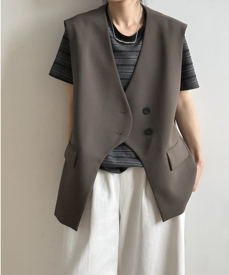 front button double vest /2color　FL3342
