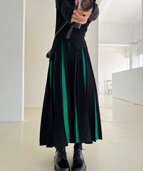 bicolor a-line ambrella skirt/ 2color　FL3143