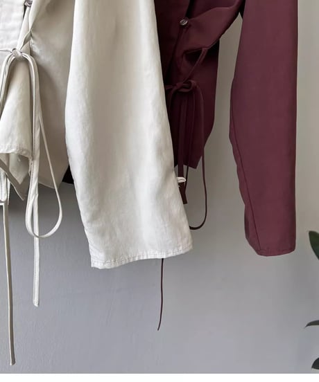 draped wrap style blouse /2color　FL2743