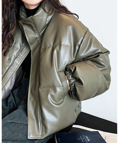 pu-leather down jacket /3color　FL2881