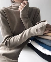 ribbed knit high-neck tops /7color　FL2631