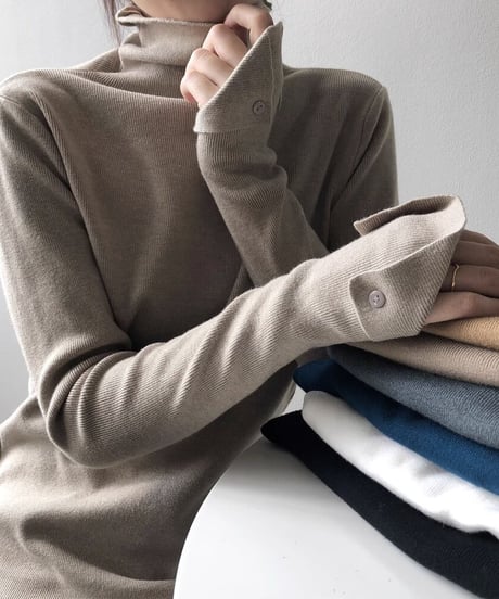 ribbed knit high-neck tops /7color　FL2631