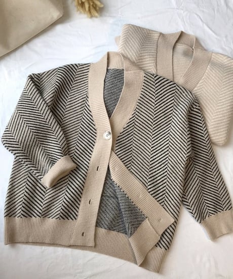 herringbone knit cardigan　FL2580