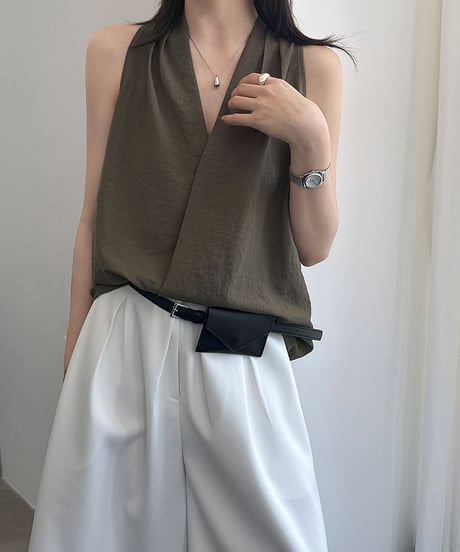 sleeveless wrap drape blouse vest/３color　FL3645