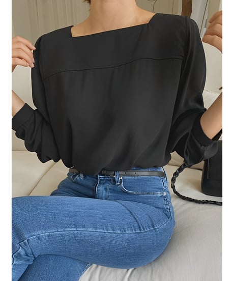 square neck switching blouse　FL2051