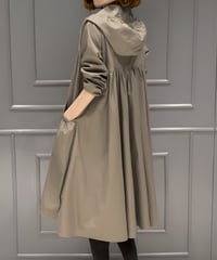 hooded flare long light coat /5color　FL3593