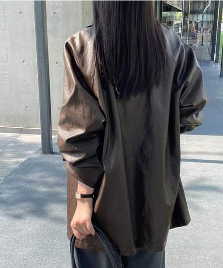 pu leather mid-length coat　FL2806