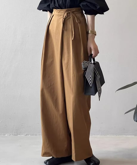 ribbon design wide leg pants /3color　FL2782