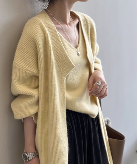 knit cardigan & camisole ensemble /4color　FL3071