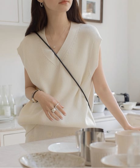 v-neck knit vest /3color　FL3308