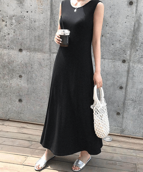 sleeveless maxi dress casual op /2color　FL3656
