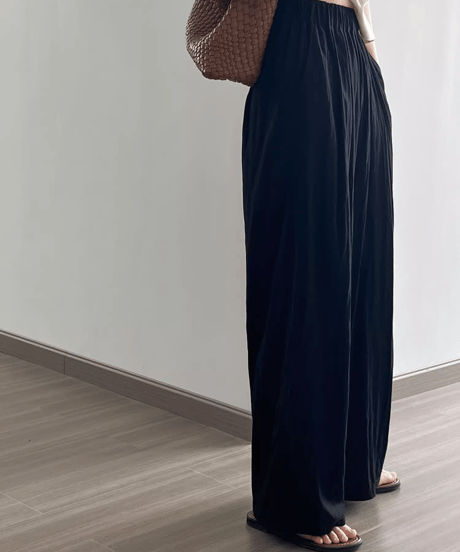 pleated thin wide leg pants /4color　FL3350