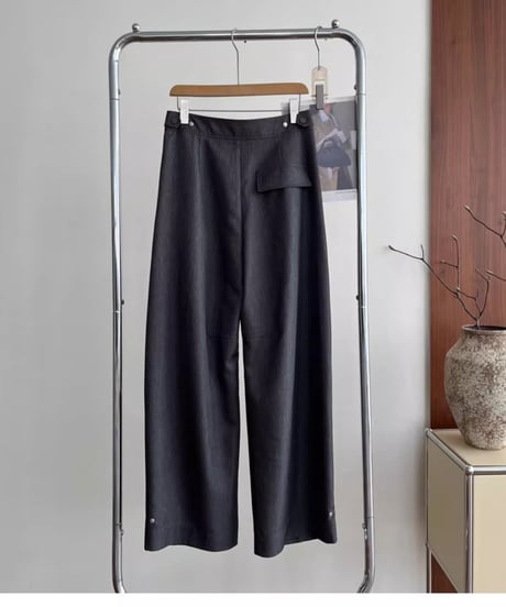 hem button 2way wide pants /2color　FL2764