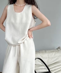 relaxed sleeveless tops + wide pants setup /2color　FL3376