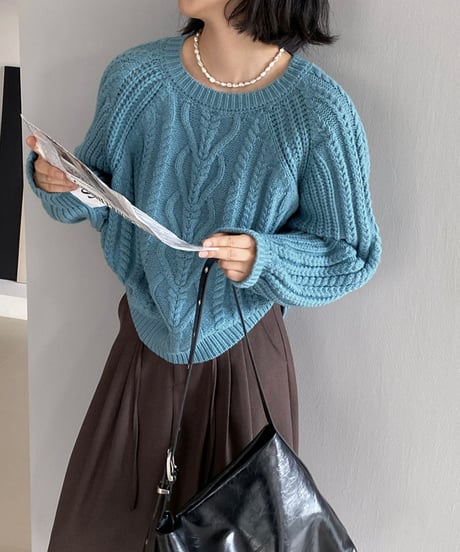 round neck pullover cable knit /6color　FL3124