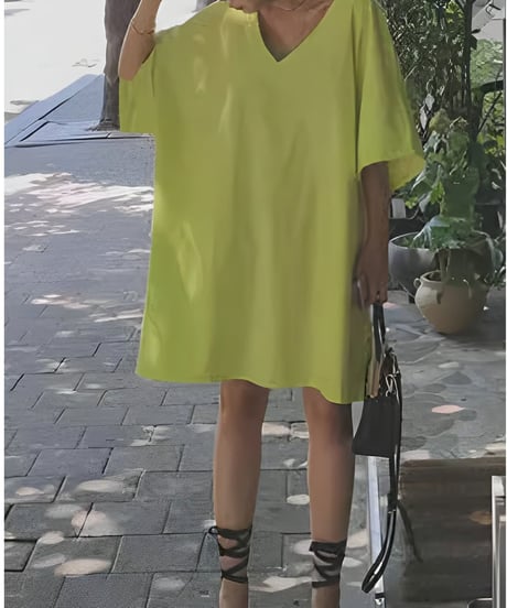 cotton linen relaxed dress /3color　FL3384