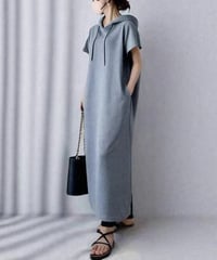 hooded short sleeve maxi dress　FL3609