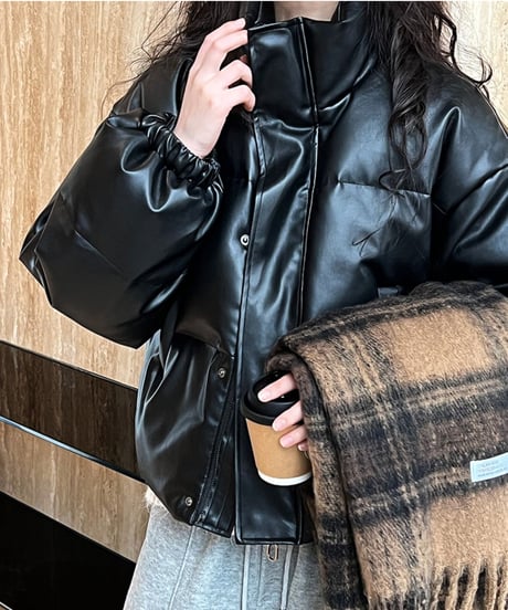 pu-leather down jacket /3color　FL2881